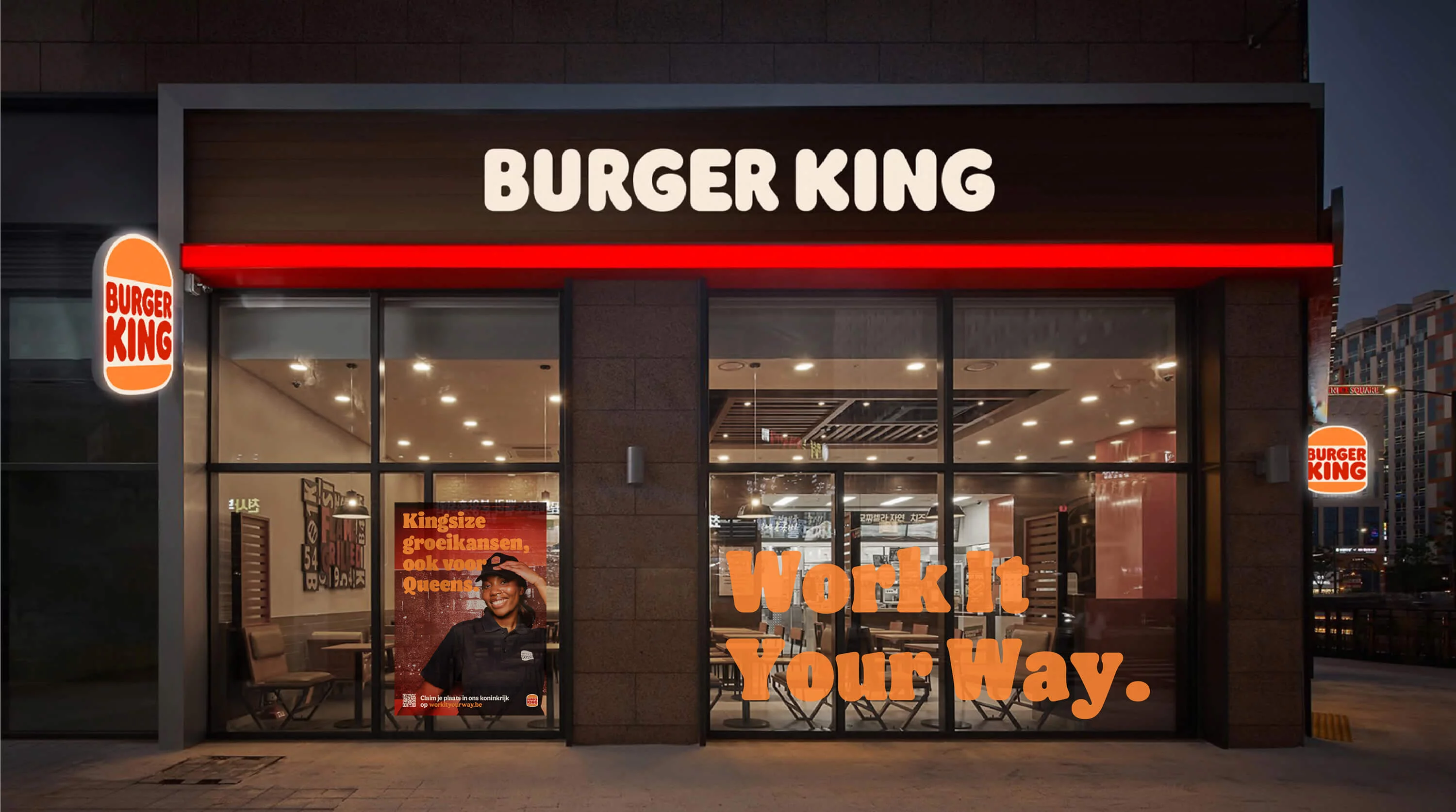 Filiaal van Burger King met employer brand slogans