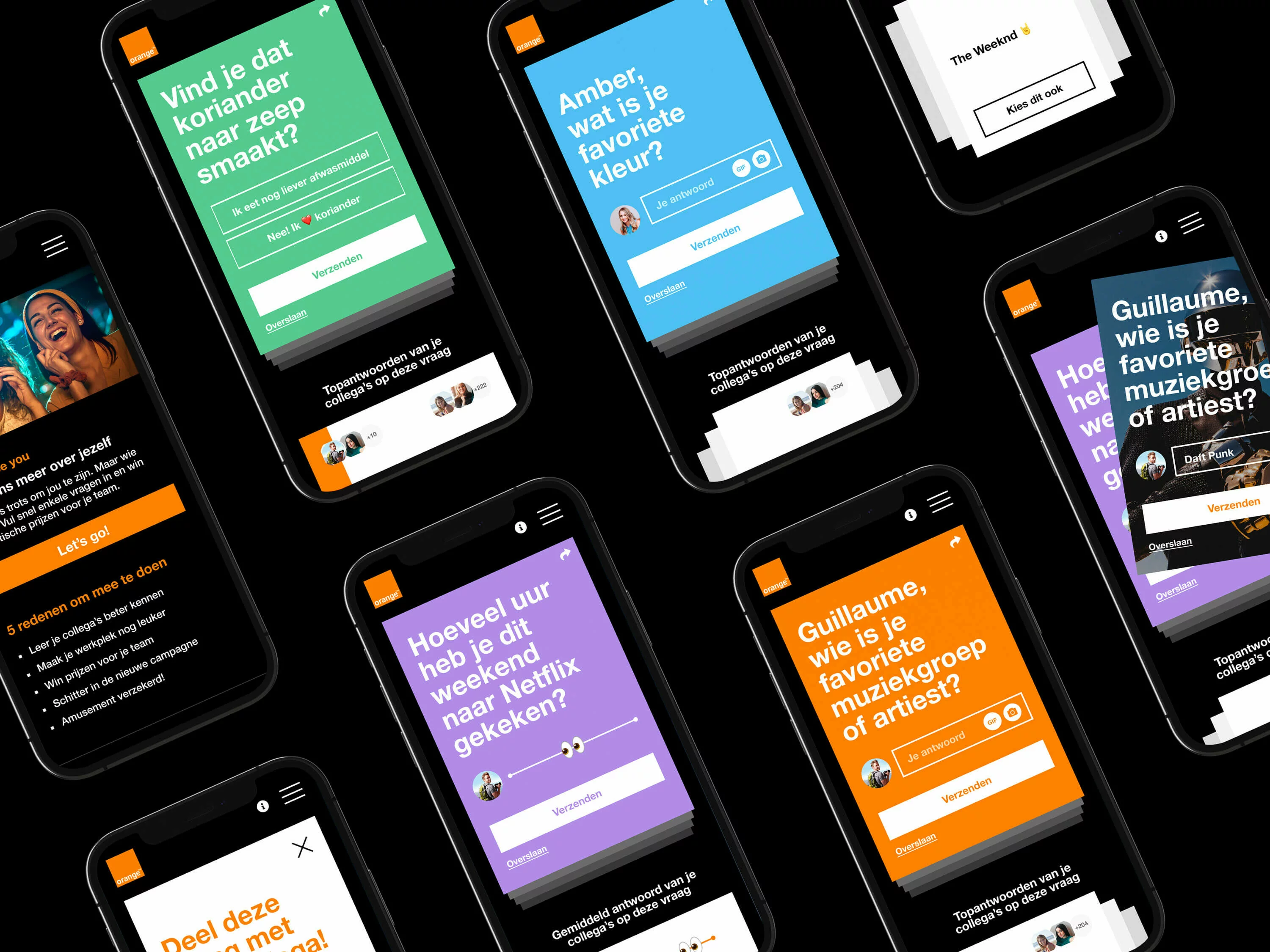 employer branding strategie voor Orange met vragen op digitaal platform