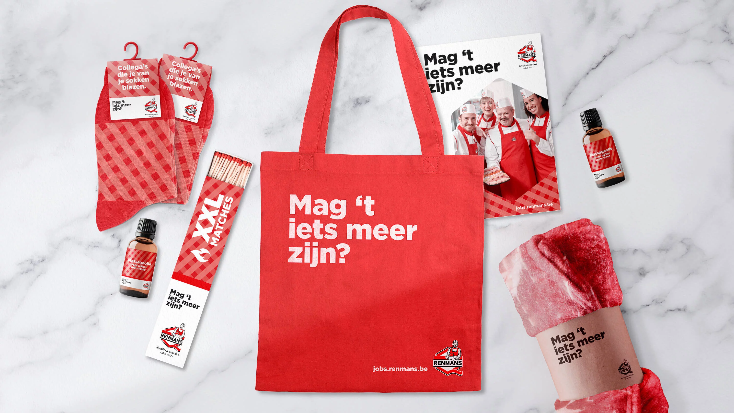sokken, goodiebag, magazine als interne employer branding gadgets voor Renmans