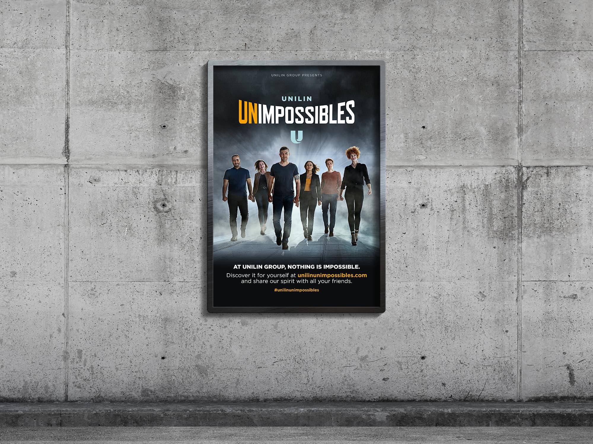 Campagnebeelden van the Unimpossibles van Unilin als affiche 